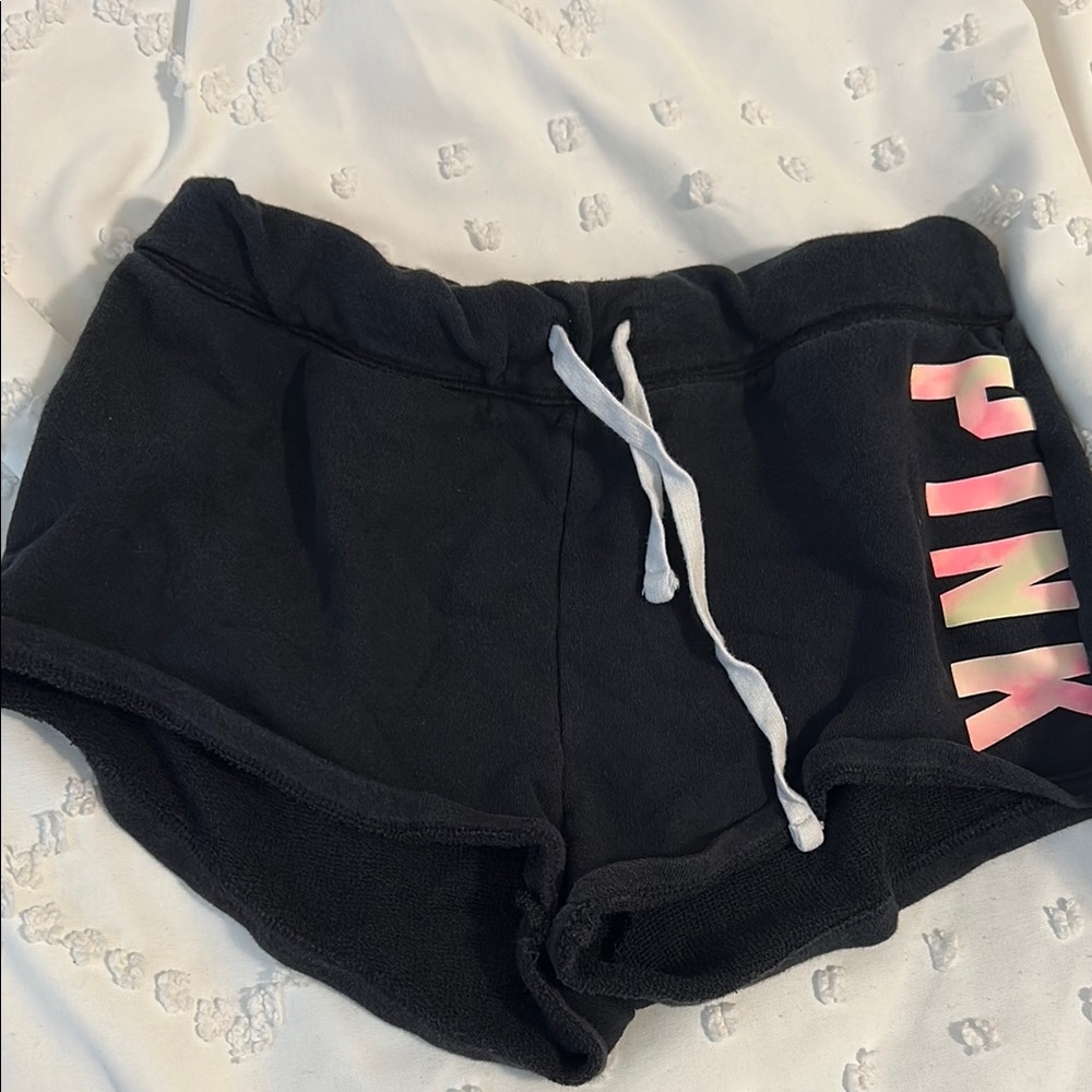 PINK Victoria's Secret Black Cotton Shorts with Pink Logo